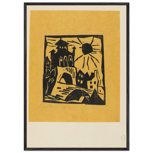 TOWN GATE RIBNITZ DAS TOR RIBNITZ 1918 - Lyonel Feininger 70x100 cm / 28x40 inches Framed Art Print – Black Wooden Frame