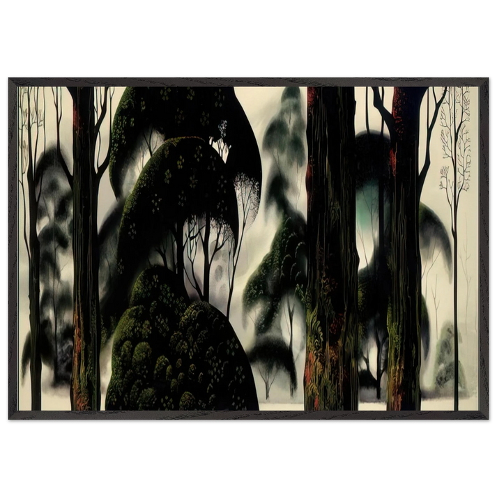 Forest Magic - Eyvind Earle 70x100 cm / 28x40 inches Framed Art Print – Black Wooden Frame