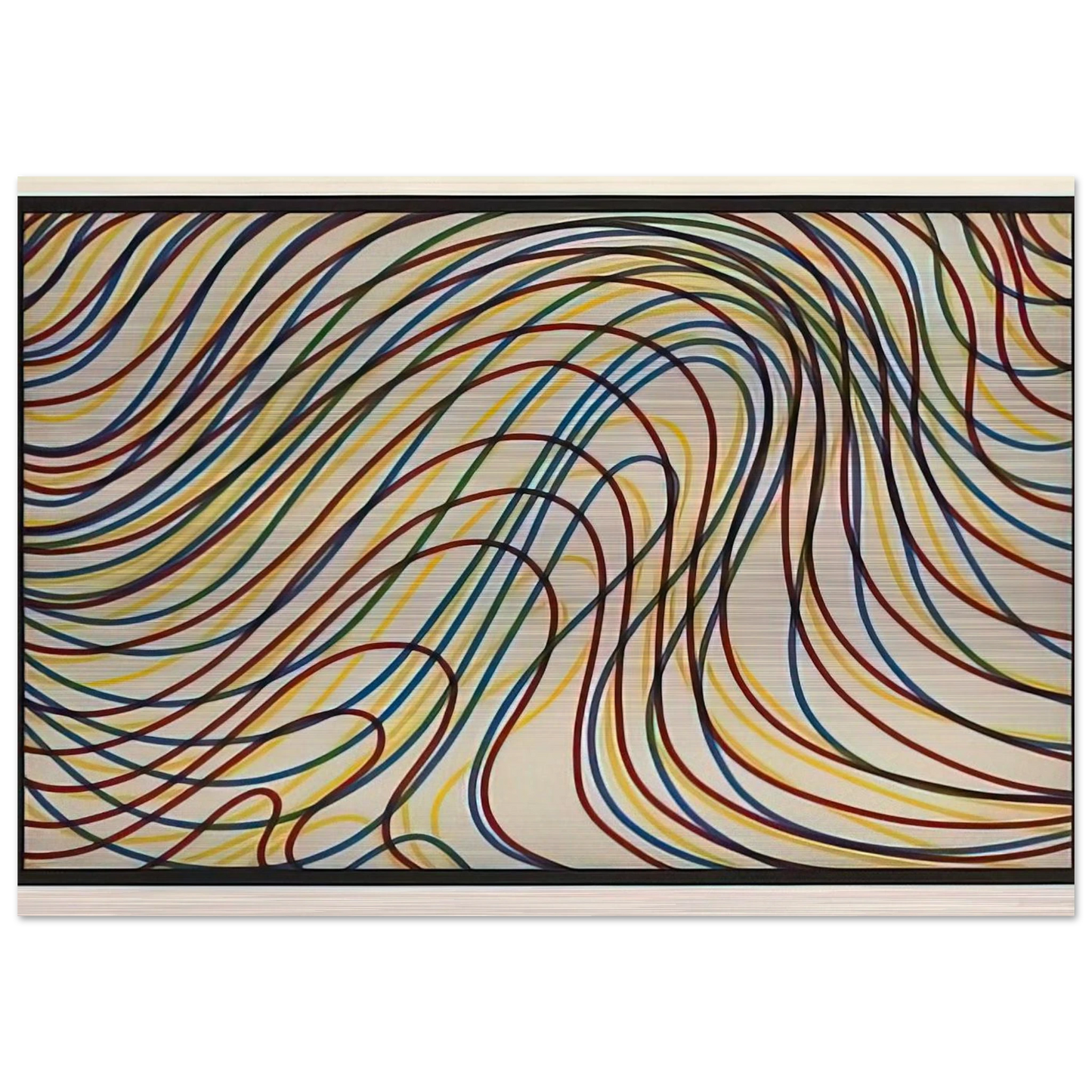 Wavy Lines with Black Border - Sol LeWitt Brushed Aluminum Print - 70x100 cm / 28x40 inches | Sol LeWitt Aluminum Print | Sol LeWitt Prints