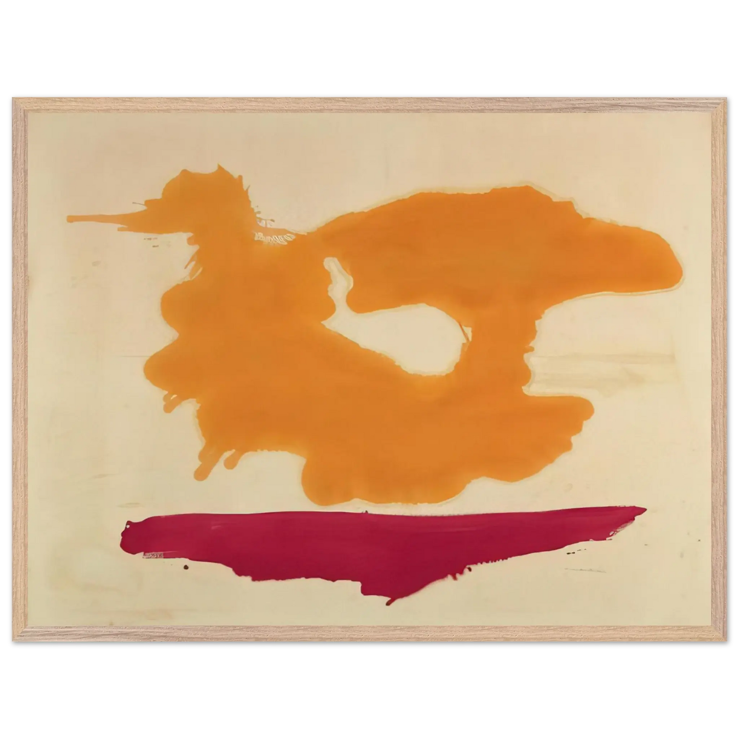 Helen Frankenthaler - Only Orange - 1963 Wall art - 28x43  cm / XL (11x17 Inches) - Premium Wooden Framed Poster With Fine Art Paper - Wood frame