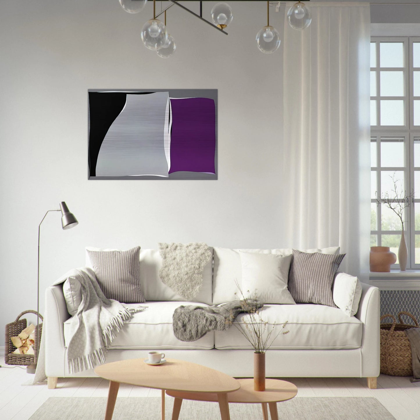 Black  Gray Curves with Purple - 1960 - Karl Benjamin Brushed Aluminum Print - 70x100 cm / 28x40 inches | Karl Benjamin Aluminum Print | Karl Benjamin Prints