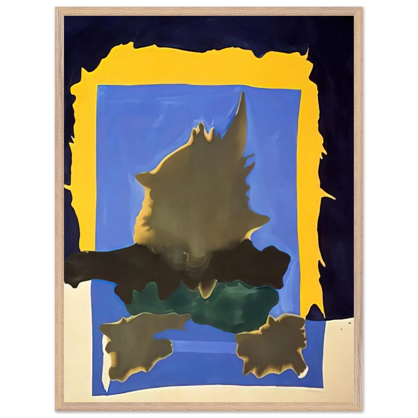 Helen Frankenthaler - Interior Landscape - 1964 Wall art - 28x43  cm / XL (11x17 Inches) - Premium Wooden Framed Poster With Fine Art Paper - Wood frame