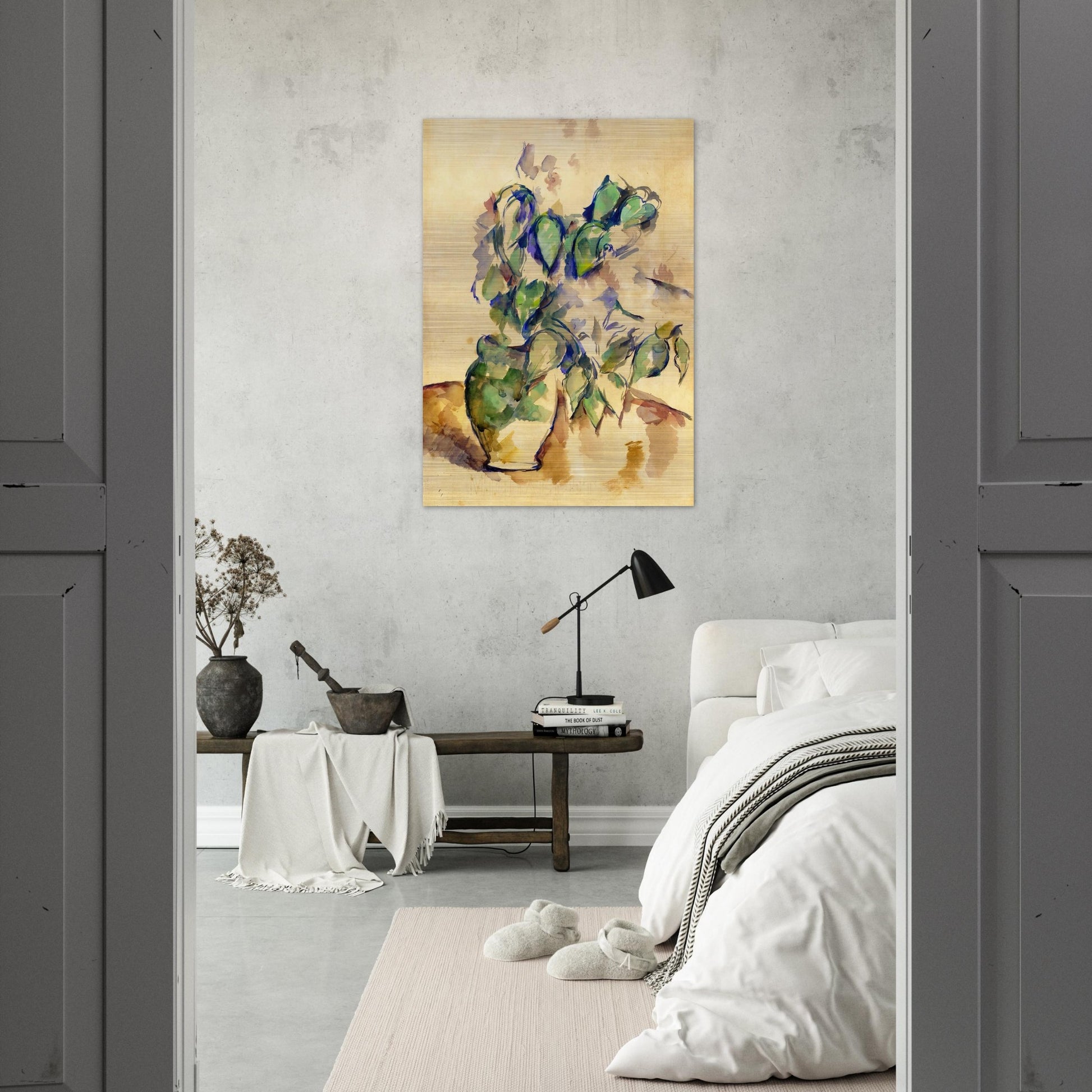 Leaves in a Green Pot - Paul Cézanne Brushed Aluminum Print - 70x100 cm / 28x40 inches | Paul Cézanne Aluminum Print | Paul Cézanne Prints