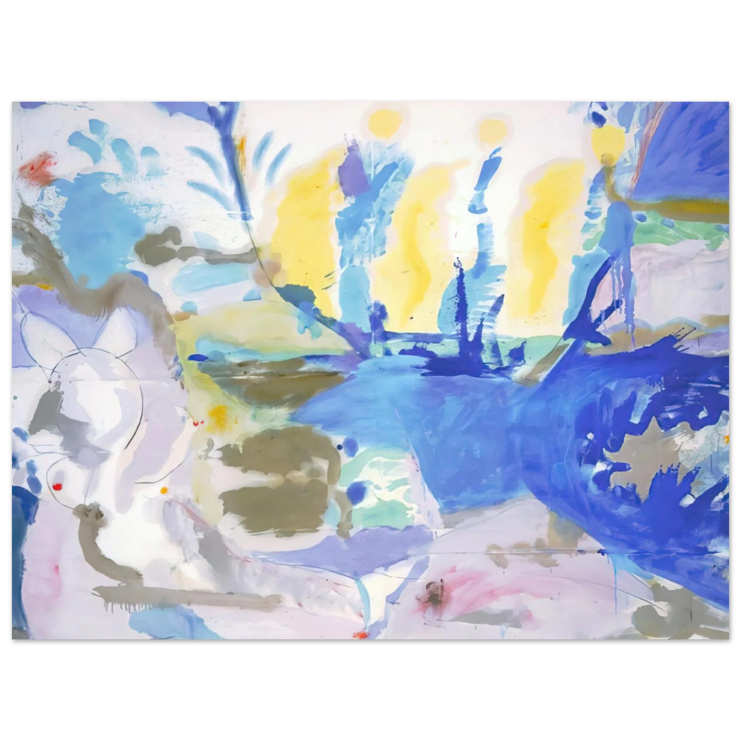 Helen Frankenthaler - Basque Beach - 1958 Wall art - 28x43  cm / XL (11x17 inches) - Premium Wooden Framed Poster With Fine Art Paper-canvas - Black frame