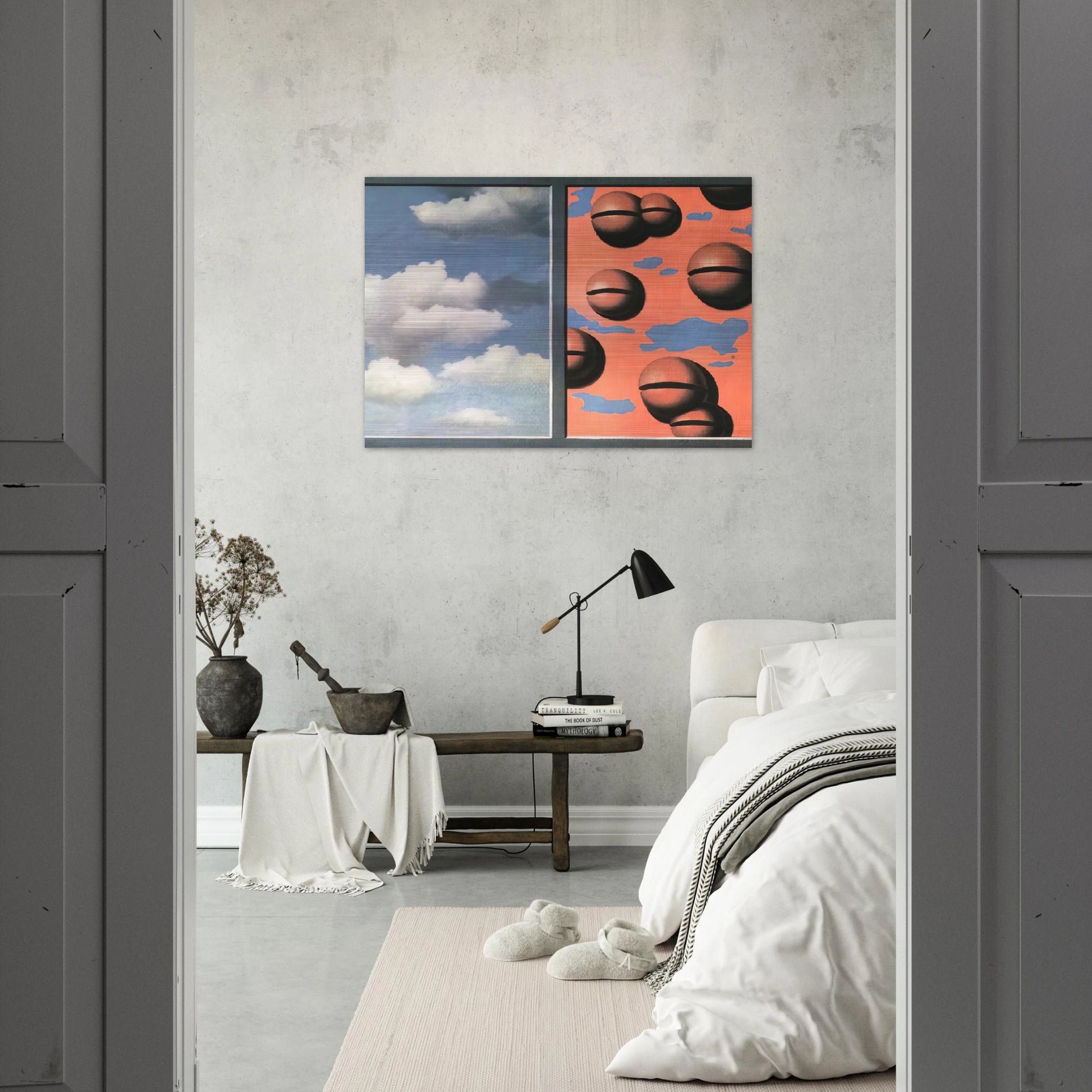 PINK BELLES TATTERED SKIES 1930 - Rene Magritte Brushed Aluminum Print - 70x100 cm / 28x40 inches | Rene Magritte Aluminum Print | Rene Magritte Prints