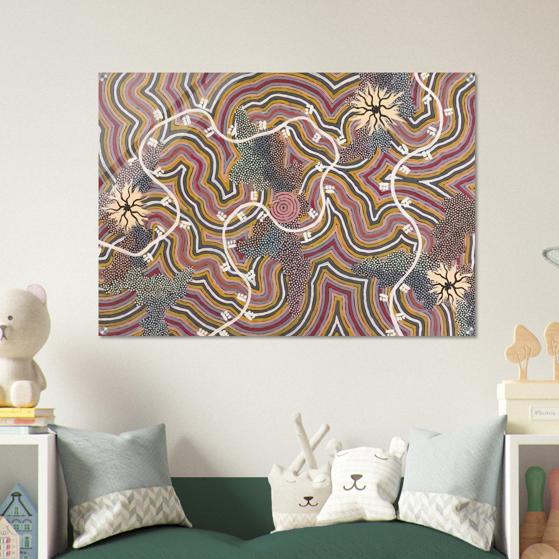 Possum Dreaming - 1996 - Clifford Possum Tjapaltjarri Acrylic Print - 70x100 cm / 28x40″ inches