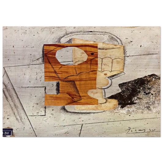 Glass on a Table - 1914 - Pablo Picasso Brushed Aluminum Print - 70x100 cm / 28x40 inches | Pablo Picasso Aluminum Print | Pablo Picasso Prints