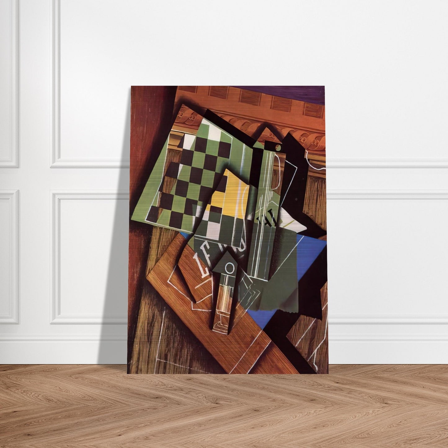 THE CHECKERBOARD 1915 - Juan Gris Brushed Aluminum Print - 70x100 cm / 28x40 inches | Juan Gris Aluminum Print | Juan Gris Prints