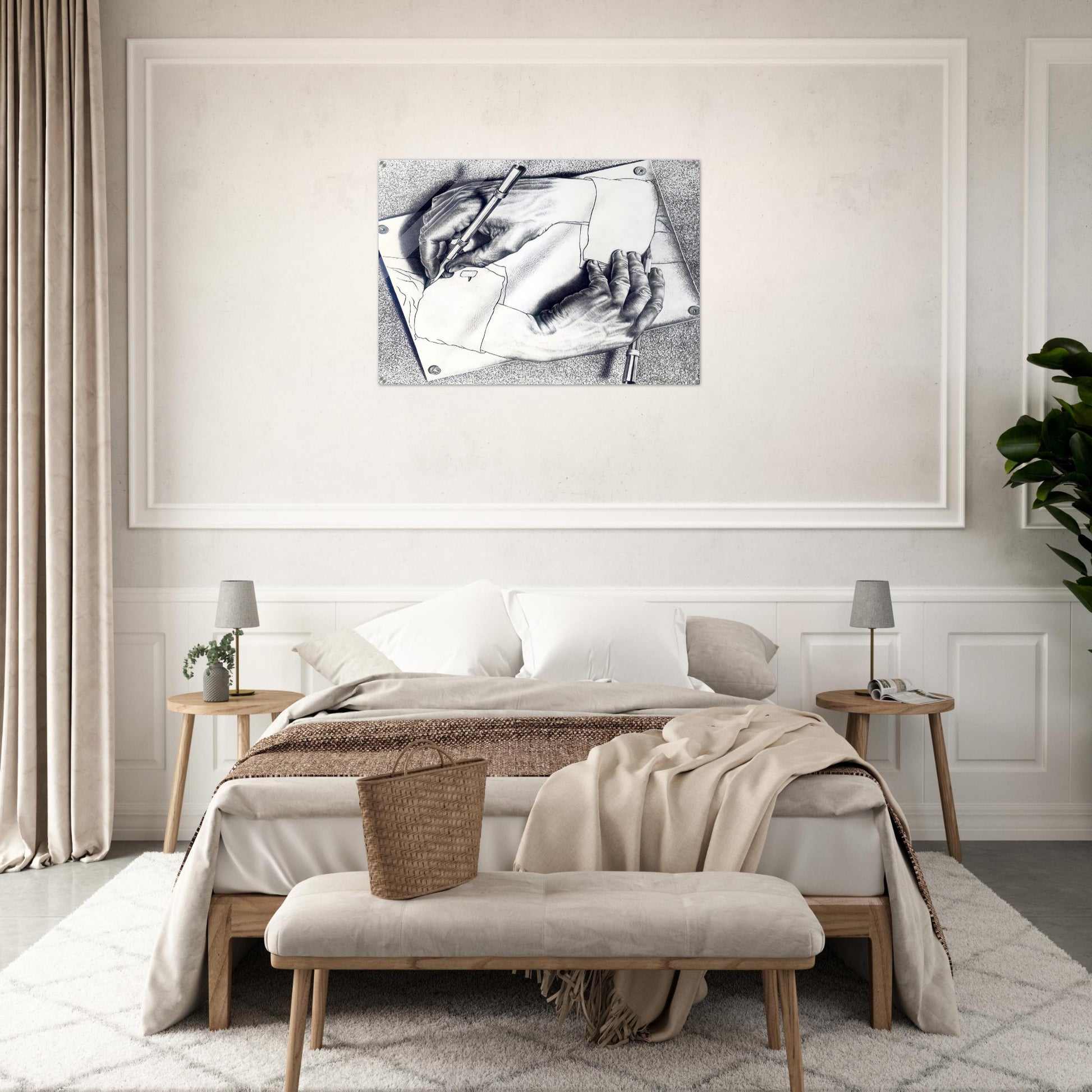 DRAWING HANDS - MC Escher Acrylic Print - 70x100 cm / 28x40″ inches | Maurits Cornelis Escher Prints