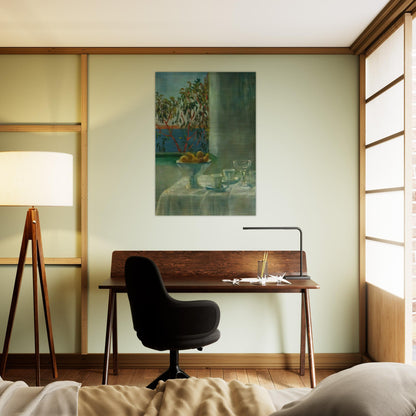 STILL LIFE BY A WINDOW - Salvador Dali Brushed Aluminum Print - 70x100 cm / 28x40 inches | Salvador Dali Aluminum Print | Salvador Dali Prints