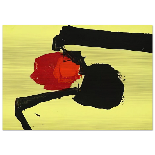 UNTITLED ABSTRACT IN YELLOW BLACK AND RED 1967 - Luis Feito Brushed Aluminum Print - 70x100 cm / 28x40 inches | Luis Feito Aluminum Print | Luis Feito Prints