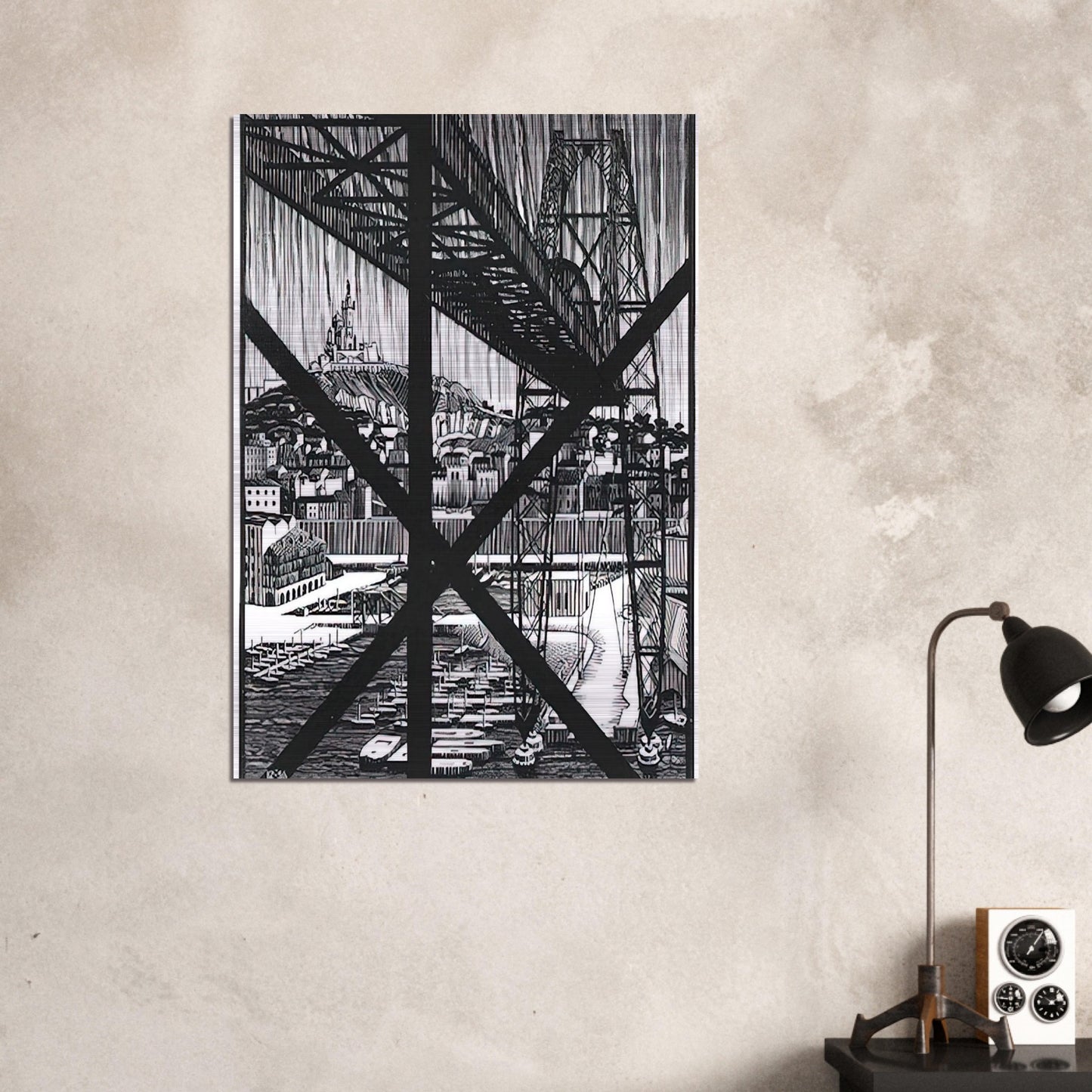 MARCEILLES DECEMBER 1936 1936 - MC Escher Brushed Aluminum Print - 70x100 cm / 28x40 inches | MC Escher Aluminum Print | MC Escher Prints
