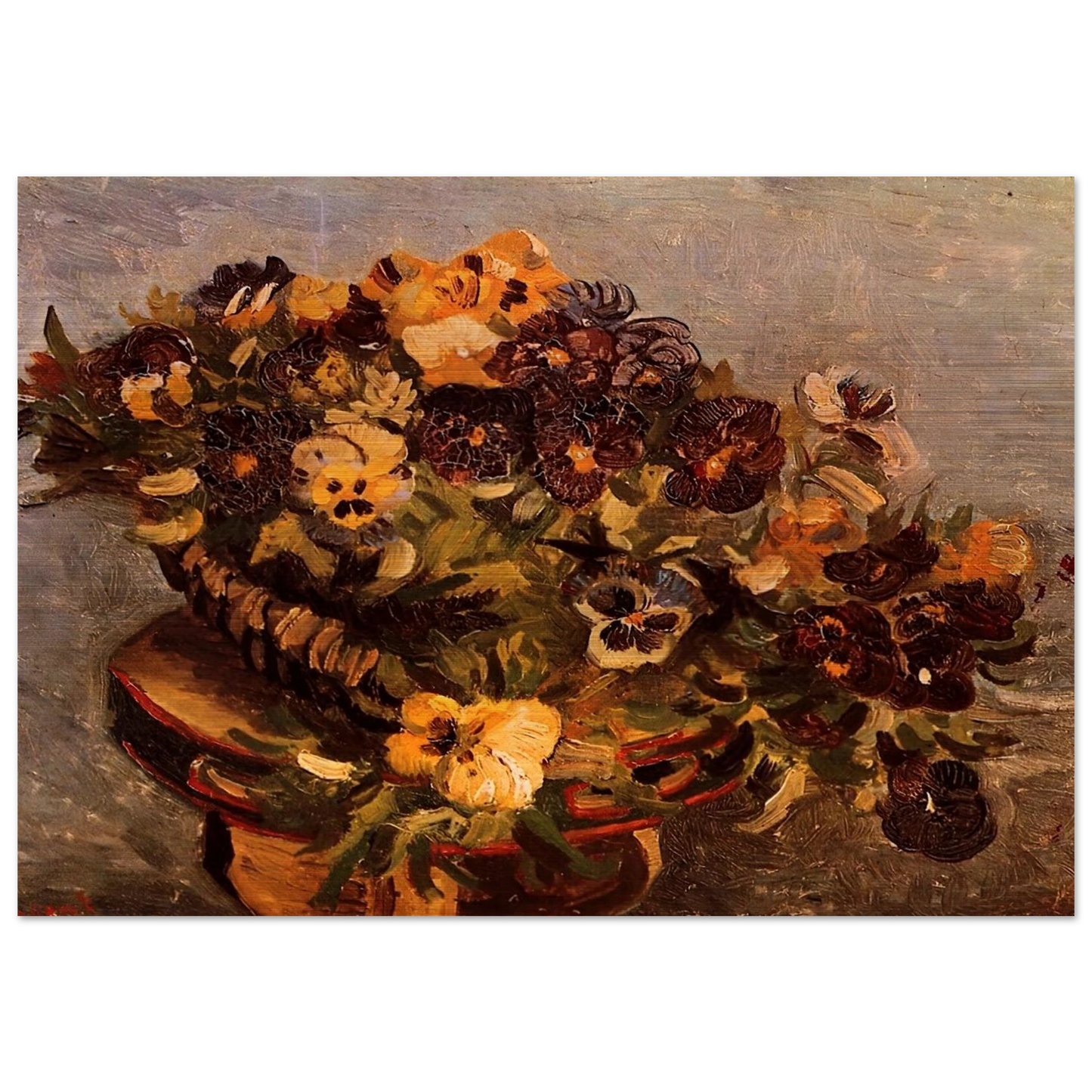 Tambourine with Pansies - Vincent van Gogh Brushed Aluminum Print - 70x100 cm / 28x40 inches | Vincent van Gogh Aluminum Print | Vincent van Gogh Prints