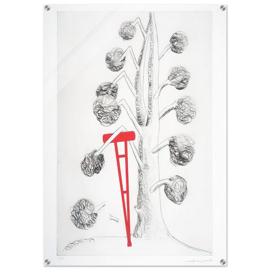 TREE WITH RED CRUTCH 1998 - Louise Bourgeois Acrylic Print - 70x100 cm / 28x40″ inches