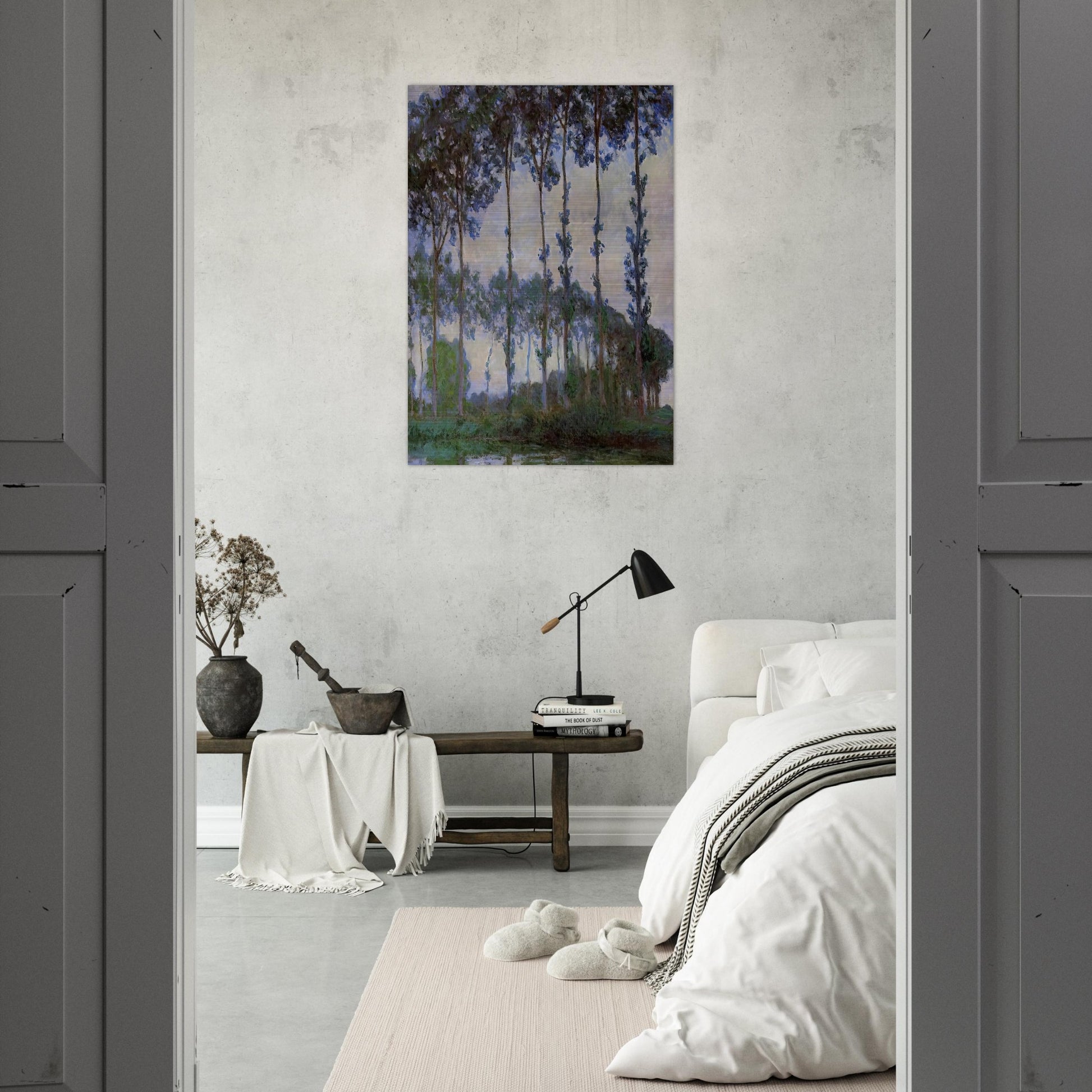 Poplars on the Banks of the River Epte, Overcast Weather - claude monet Brushed Aluminum Print - 70x100 cm / 28x40 inches | claude monet Aluminum Print | claude monet Prints