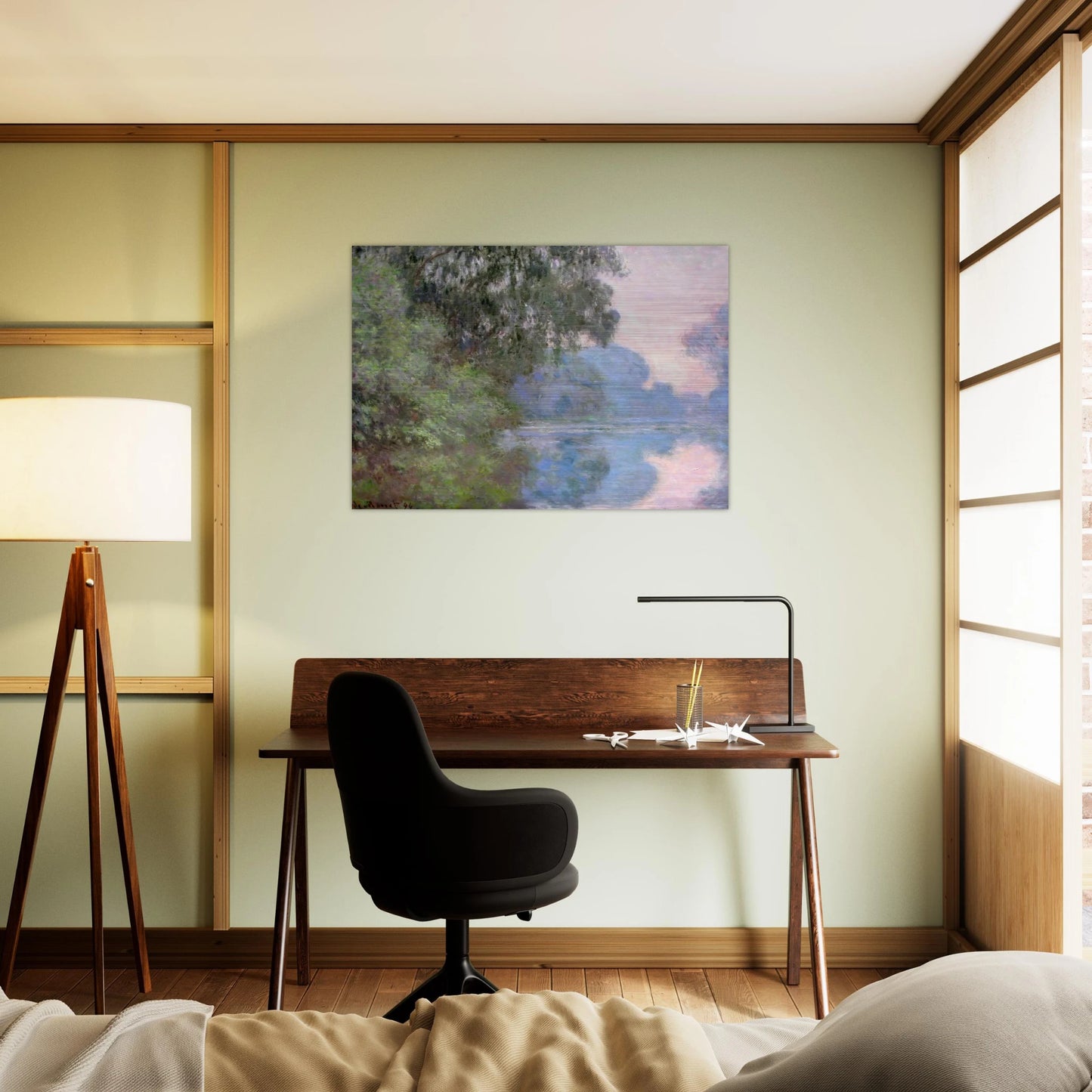 Morning on the Seine near Giverny - claude monet Brushed Aluminum Print - 70x100 cm / 28x40 inches | claude monet Aluminum Print | claude monet Prints