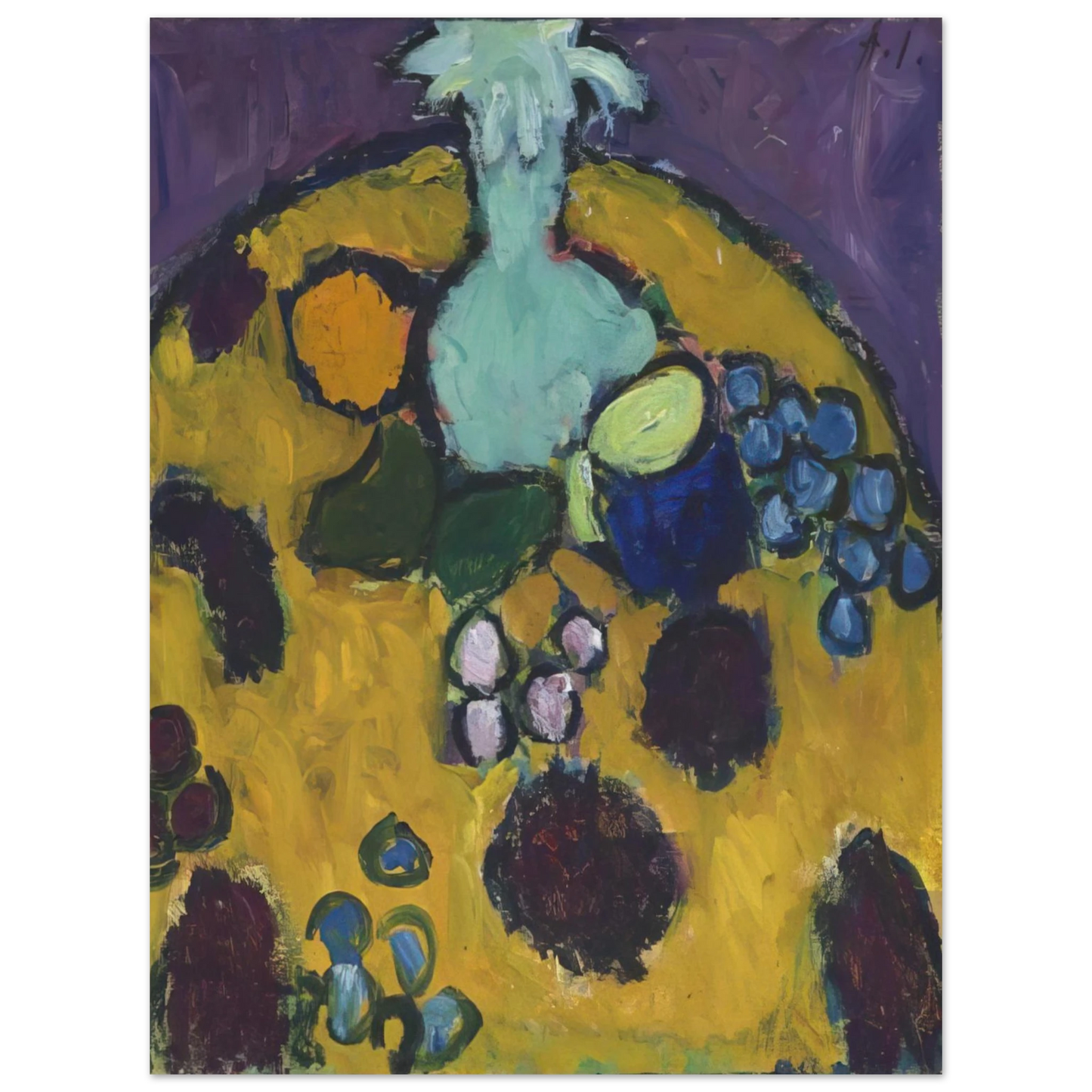 Alexej von Jawlensky - STILLEBEN MIT GESTICKTER DECKE 1910  75x100 cm / 30x40inches Fine Art Poster