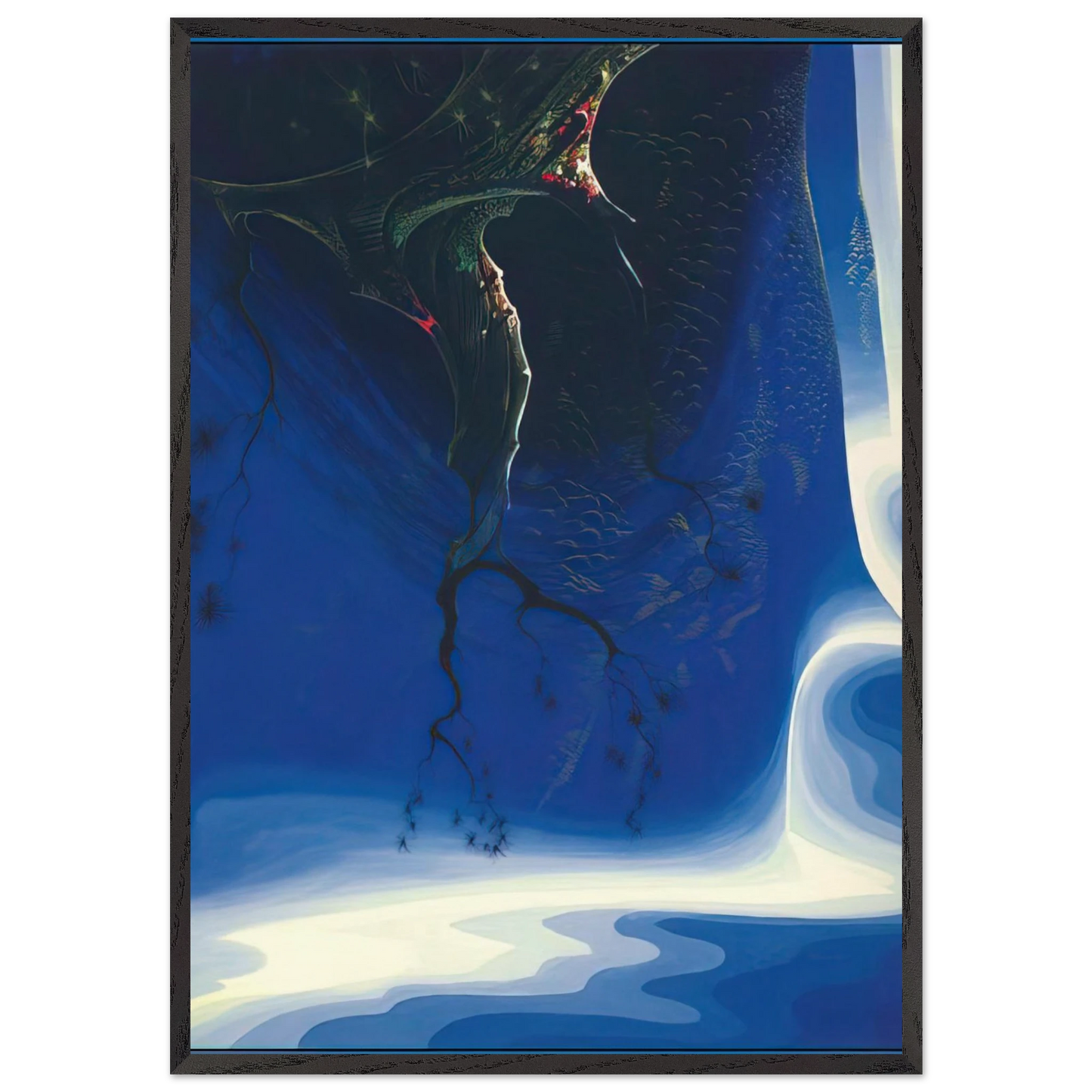 Blue Purple Mist - Eyvind Earle 70x100 cm / 28x40 inches Framed Art Print – Black Wooden Frame