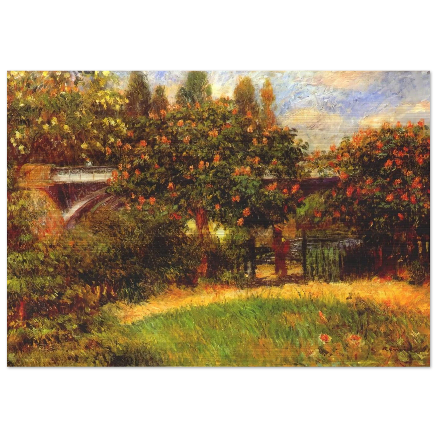 Railway Bridge at Chatou - Pierre-Auguste Renoir Brushed Aluminum Print - 70x100 cm / 28x40 inches | Pierre-Auguste Renoir Aluminum Print | Pierre-Auguste Renoir Prints