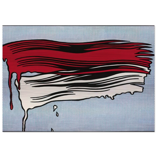 RED AND WHITE BRUSHSTROKES 1965 - Roy Lichtenstein Brushed Aluminum Print - 70x100 cm / 28x40 inches | Roy Lichtenstein Aluminum Print | Roy Lichtenstein Prints