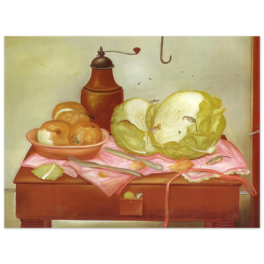 Fernando Botero - KITCHEN TABLE 1  75x100 cm / 30x40inches Fine Art Poster