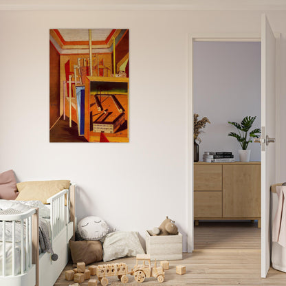 METAPHYSICAL INTERIOR OF STUDIO 1948 - Giorgio de Chirico Brushed Aluminum Print - 70x100 cm / 28x40 inches | Giorgio de Chirico Aluminum Print | Giorgio de Chirico Prints