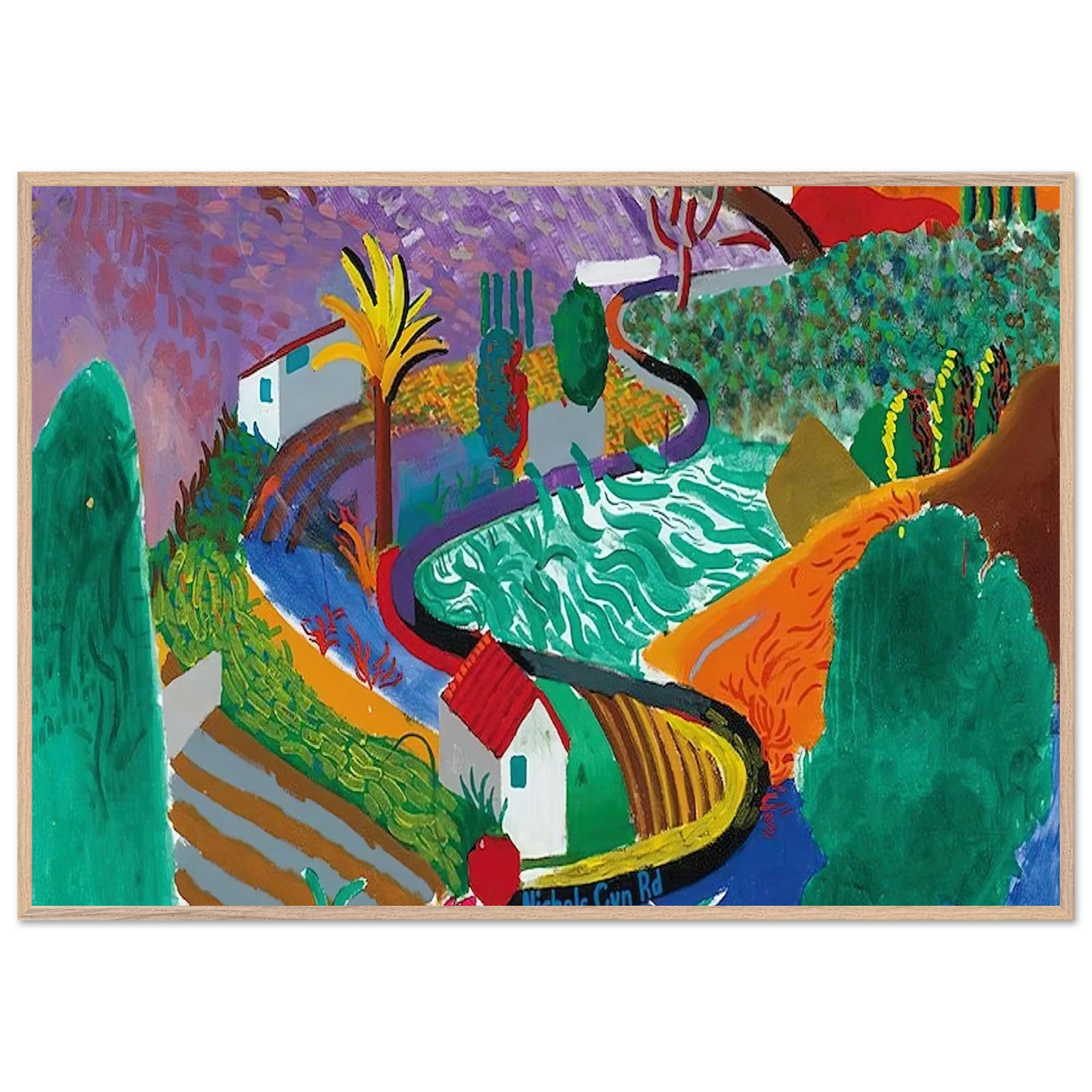 David Hockney - David Hockney Wall art - 60x80 cm / 24x32 inches - Premium Wooden Framed Poster With Fine Art Paper-canvas - Wood frame