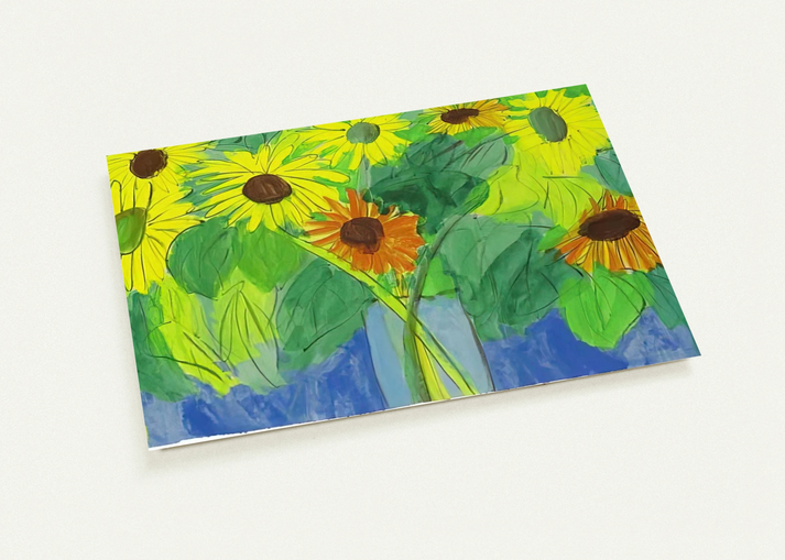 Orange and Yellow Sunflowers - Naïve Art Primitivism, Pop Art By Walasse Ting Pack of 10 Post Cards | Walasse Ting Post Cards | A6 (10.5 x 14.8 cm) - 4.1 x 5.8 inches