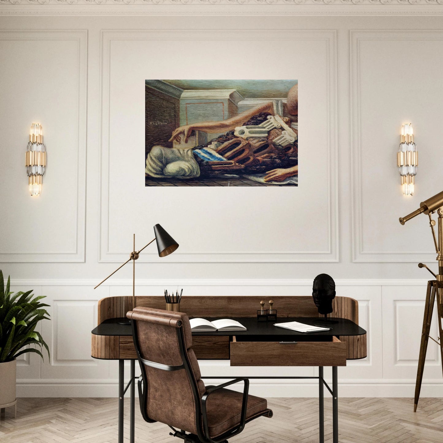 ARCHAEOLOGIST - Giorgio de Chirico Brushed Aluminum Print - 70x100 cm / 28x40 inches | Giorgio de Chirico Aluminum Print | Giorgio de Chirico Prints