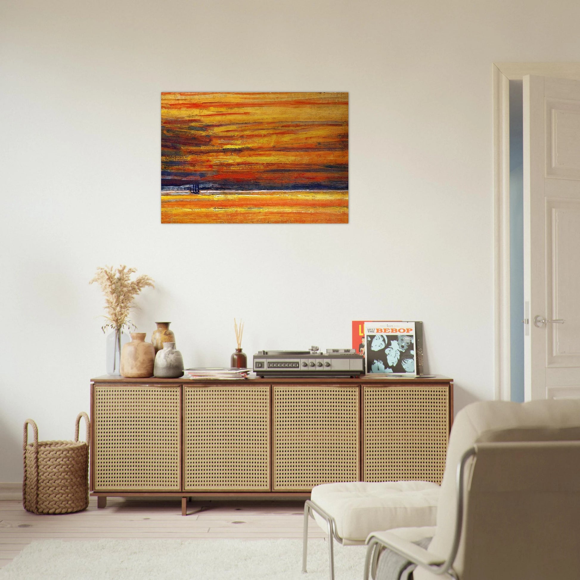 Sailing Vessel at Sea, Sunset - Childe Hassam Brushed Aluminum Print - 70x100 cm / 28x40 inches | Childe Hassam Aluminum Print | Childe Hassam Prints