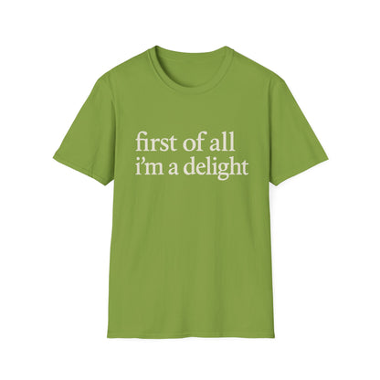 „Zuallererst bin ich eine Freude“-Shirt, lustiges T-Shirt mit Spruch für Frauen, freches T-Shirt mit witzigem Grafikdruck, Geschenkidee für die beste Freundin