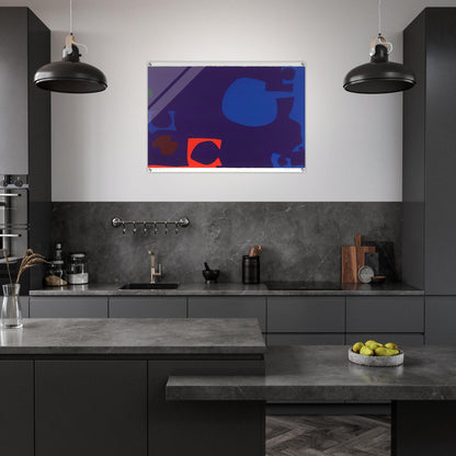 Blue and Deep Violet with Orange, Brown and Green - 1970 - Patrick Heron Acrylic Print - 70x100 cm / 28x40″ inches | Patrick Heron Wall Art | Patrick Heron Prints