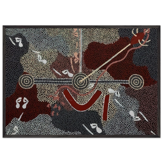 Love Story - 1998 - Clifford Possum Tjapaltjarri 70x100 cm / 28x40 inches Framed Art Print – Black Wooden Frame