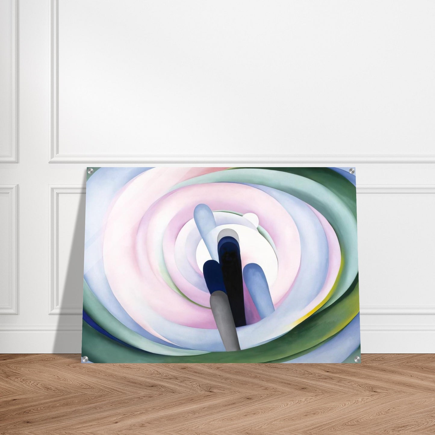 Grey Blue and Black, Pink Circle - Georgia O'Keeffe Acrylic Print - 70x100 cm / 28x40″ inches