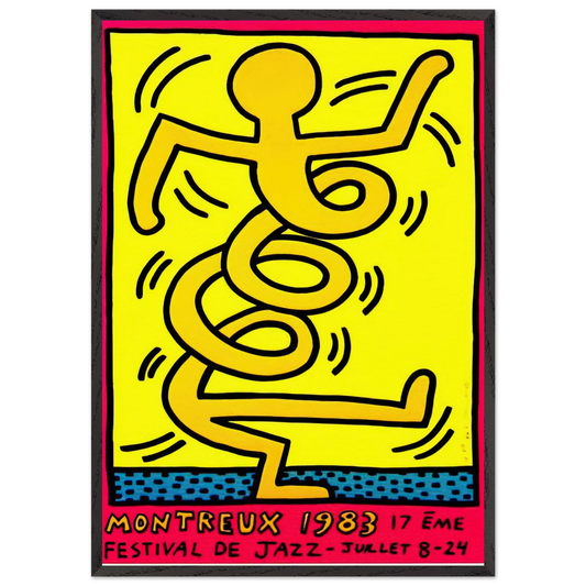 MONTREUX 1983 N2 - Keith Haring 70x100 cm / 28x40 inches Framed Art Print – Black Wooden Frame
