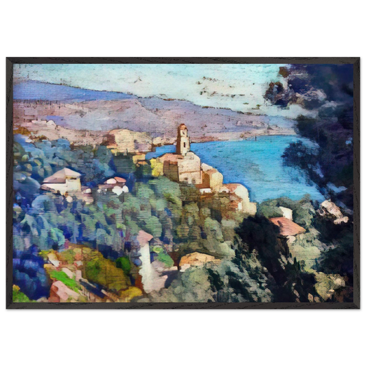 MORTULA AT GRIMALDI - Theo van Rysselberghe 70x100 cm / 28x40 inches Framed Art Print – Black Wooden Frame