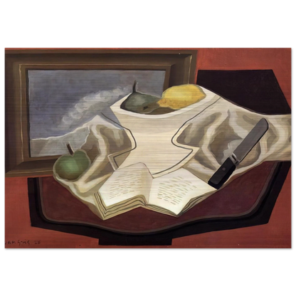 THE TABLE IN FRONT OF THE PICTURE 1926 - Juan Gris Brushed Aluminum Print - 70x100 cm / 28x40 inches | Juan Gris Aluminum Print | Juan Gris Prints