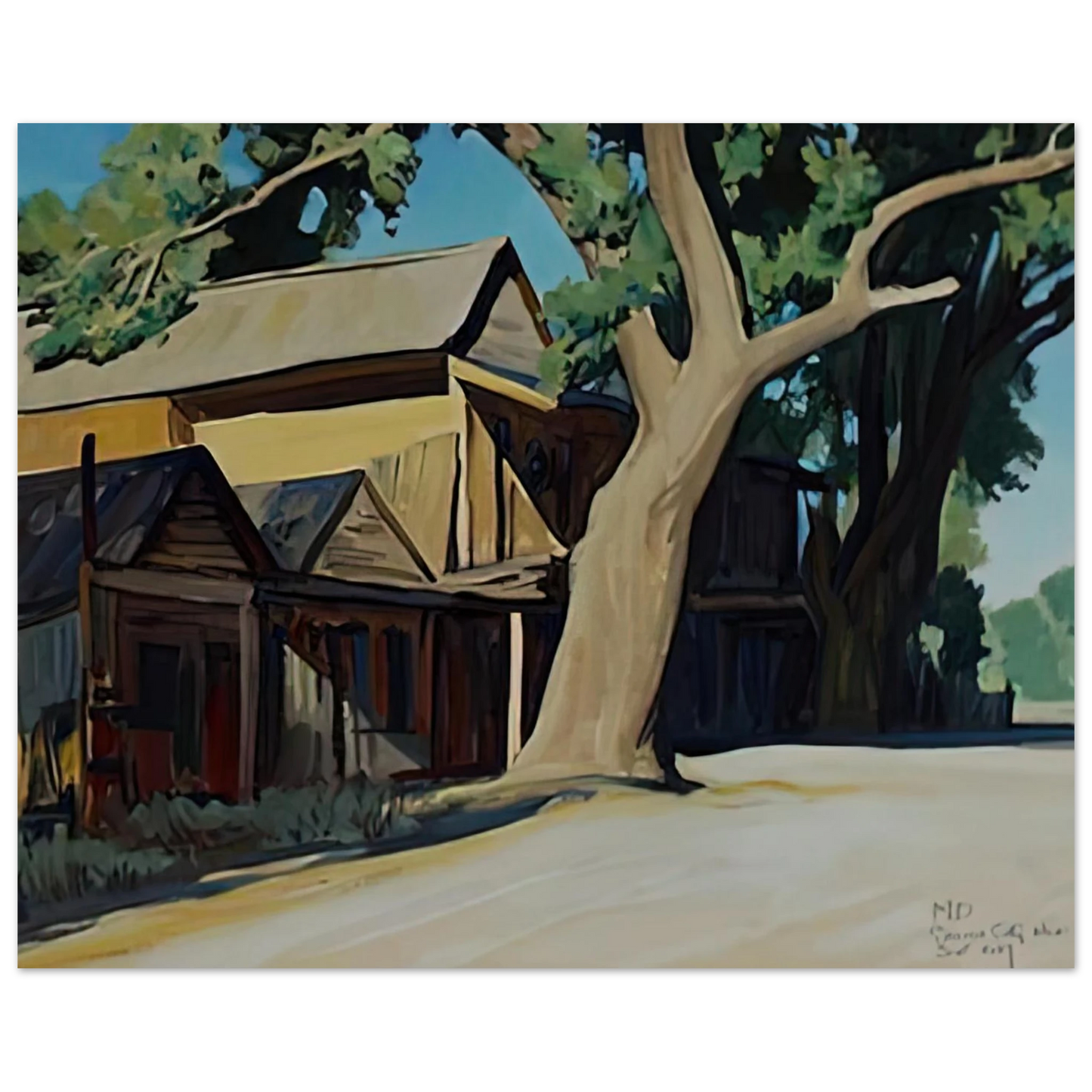 Maynard Dixon - OLD CHINATOWN CARSON CITY NEVADA 1937 Wall art - A2 (42 x 59.4  cm) - Premium Wooden Framed Poster With Fine Art Paper-canvas - Black frame