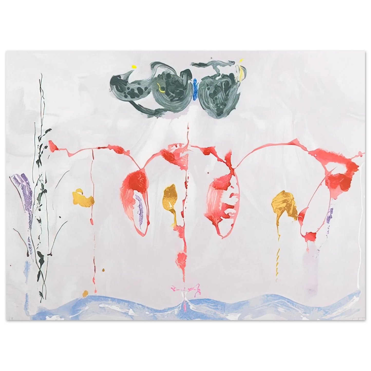Helen Frankenthaler - Aerie - 2009 Wall art - 30x45 cm / 12x18 inches - Premium Wooden Framed Poster With Fine Art Paper-canvas - Black frame