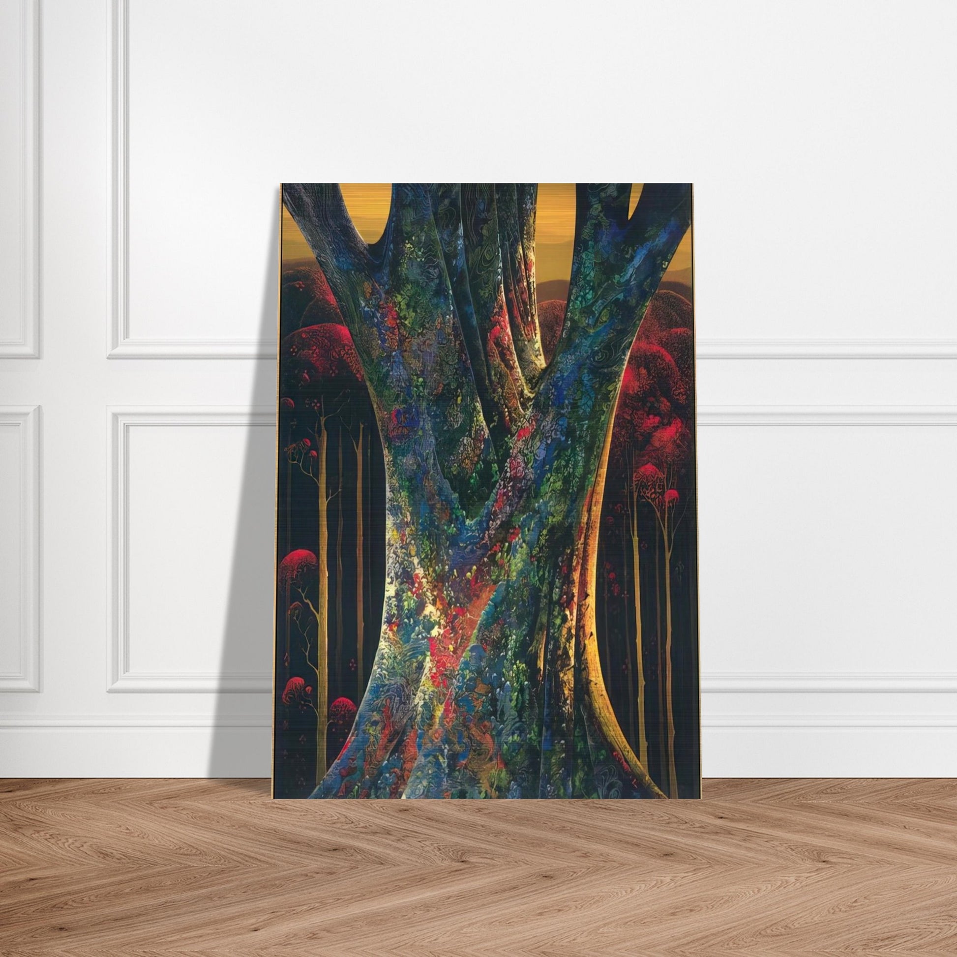 Majestic Tree - Eyvind Earle Brushed Aluminum Print - 70x100 cm / 28x40 inches | Eyvind Earle Aluminum Print | Eyvind Earle Prints