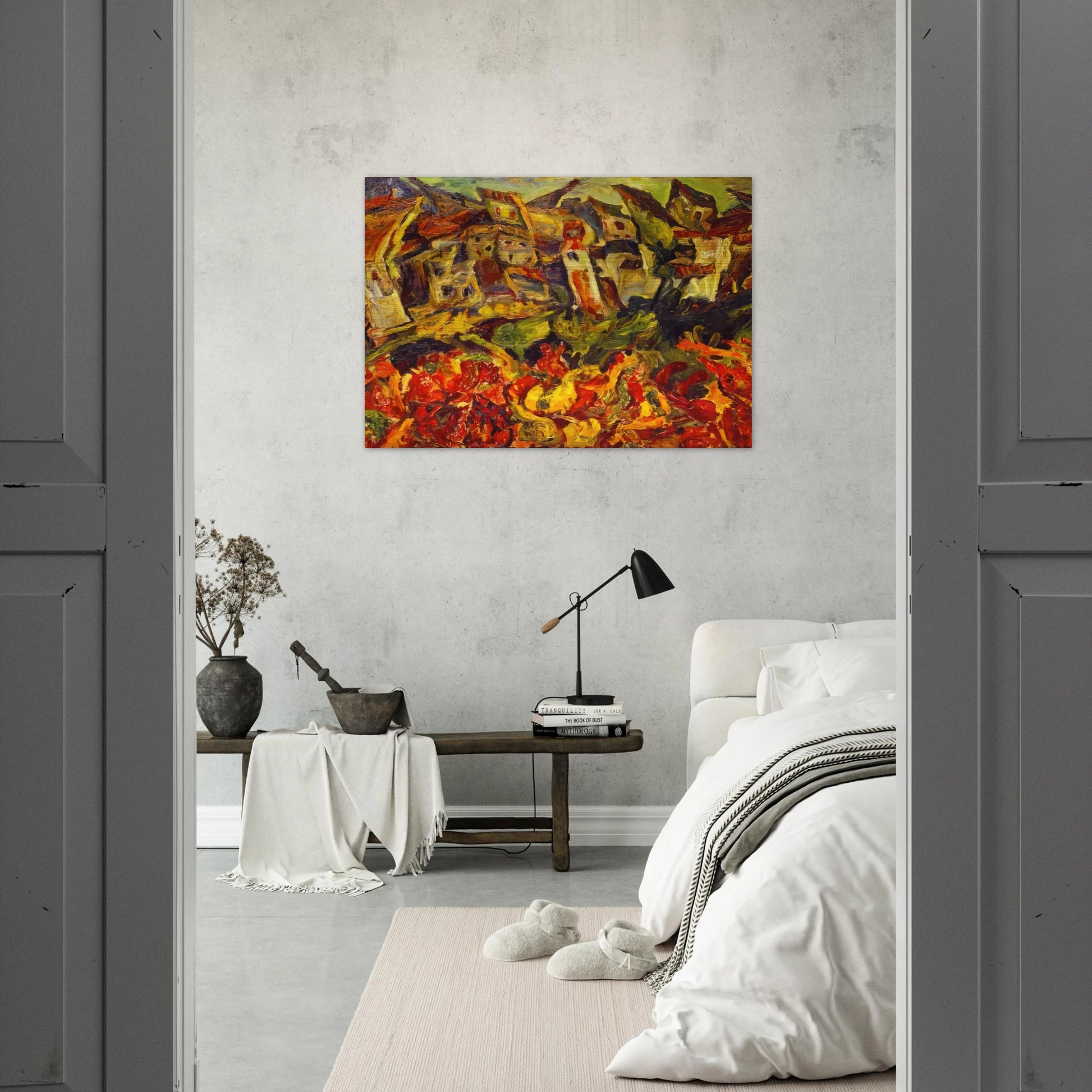 HOUSES WITH POINTED ROOFS - Chaim Soutine Brushed Aluminum Print - 70x100 cm / 28x40 inches | Chaim Soutine Aluminum Print | Chaim Soutine Prints