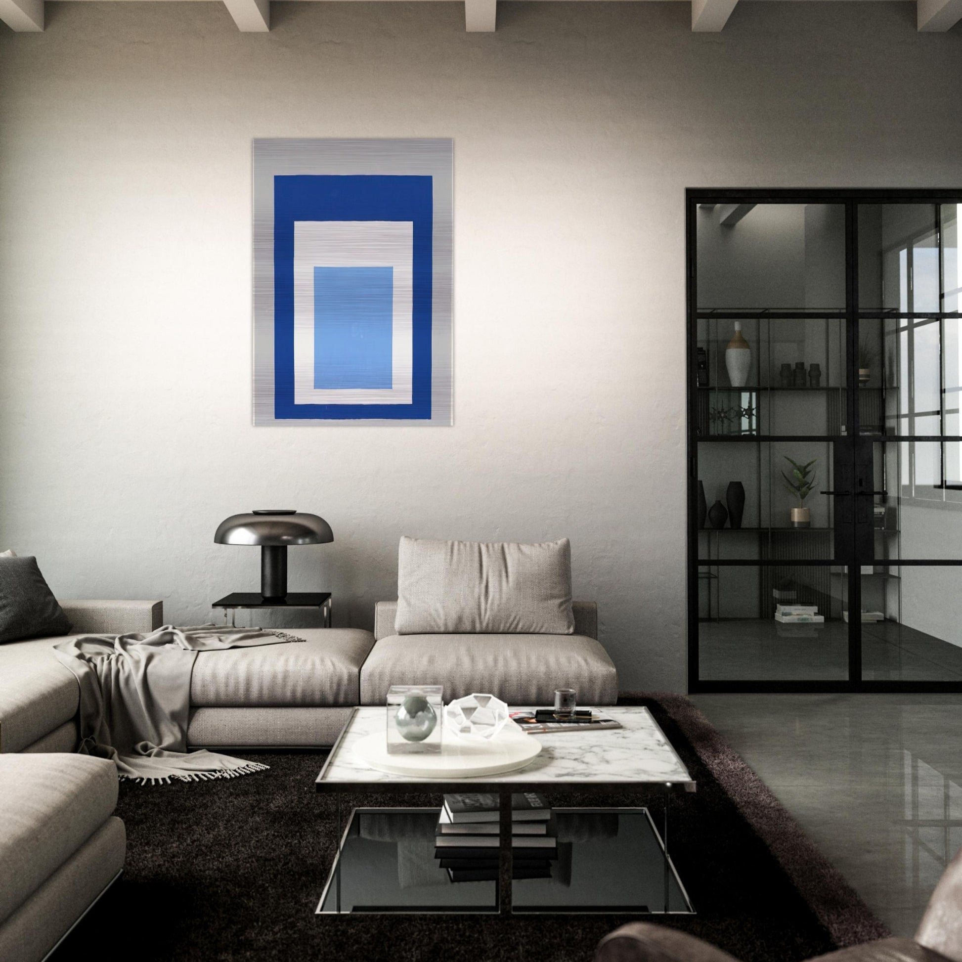 HOMAGE TO THE SQUARE BLUE WHITE GREY 1951 - Josef Albers Brushed Aluminum Print - 70x100 cm / 28x40 inches | Josef Albers Aluminum Print | Josef Albers Prints