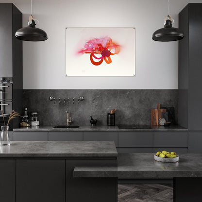 UNTITLED RED ORANGE AND PINK - Luis Feito Acrylic Print - 70x100 cm / 28x40″ inches
