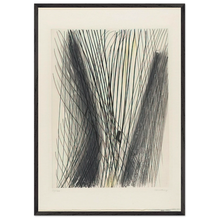 18 - 1953 - Hans Hartung 70x100 cm / 28x40 inches Framed Art Print – Black Wooden Frame