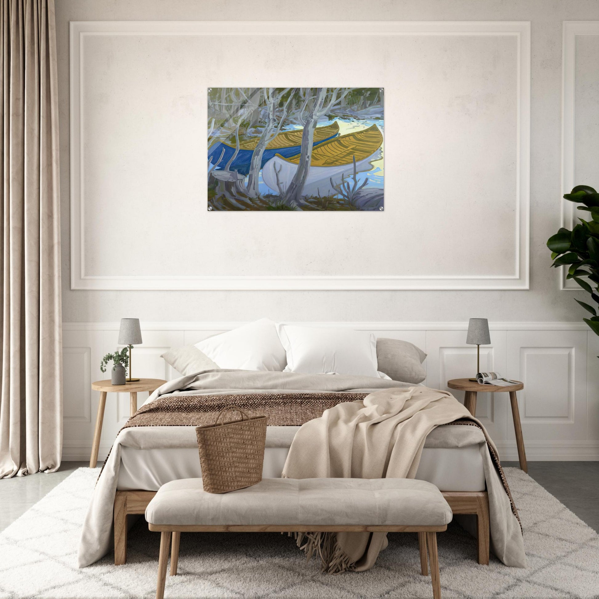 Two Canoes - Contemporary Realism - Neil Welliver Acrylic Print - 70x100 cm / 28x40″ inches