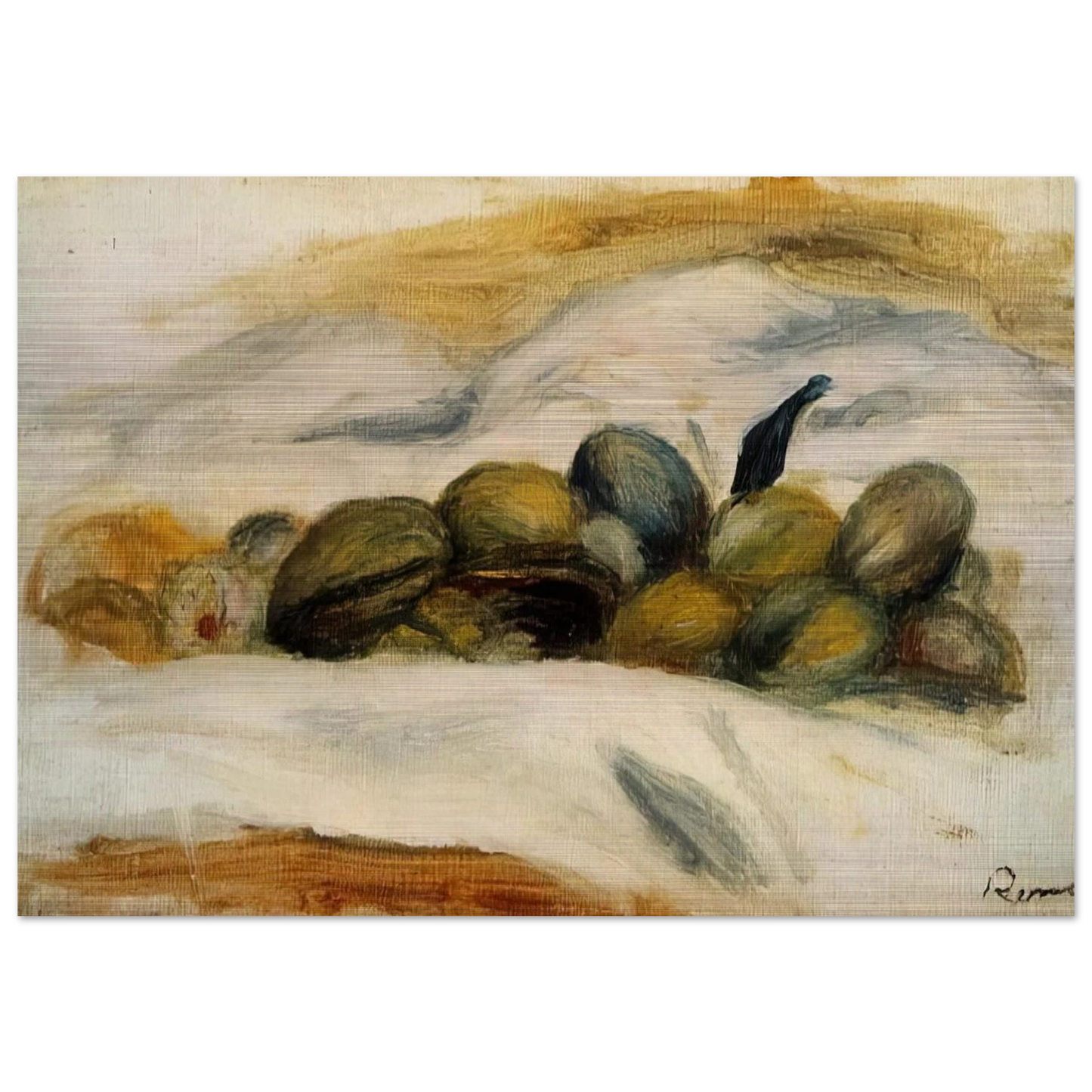 Still Life Almonds and Walnuts - Pierre-Auguste Renoir Brushed Aluminum Print - 70x100 cm / 28x40 inches | Pierre-Auguste Renoir Aluminum Print | Pierre-Auguste Renoir Prints
