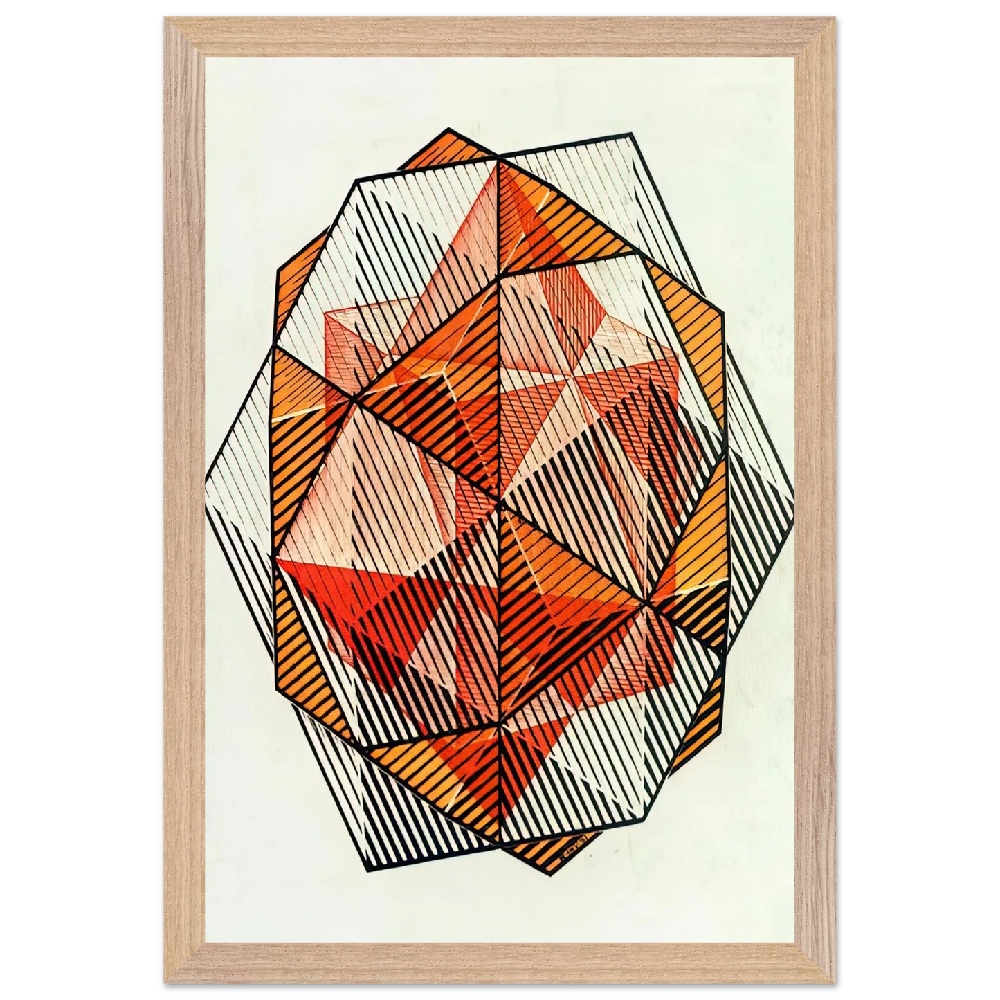 MC Escher - FOUR REGULAR SOLIDS Wall Art - 30x40 cm / 12x16 inches - Premium Wooden Framed Poster With Fine Art Paper-canvas - Black frame