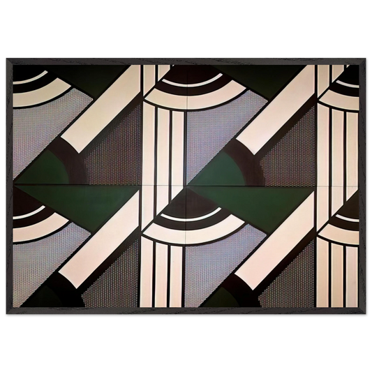 MODULAR PAINTING WITH FOUR PANELS 6 1970 - Roy Lichtenstein 70x100 cm / 28x40 inches Framed Art Print – Black Wooden Frame