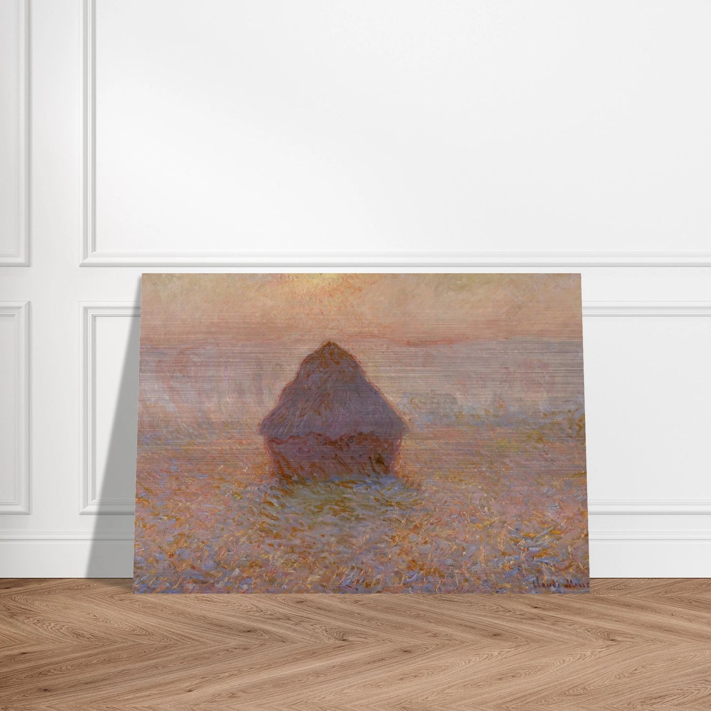 Grainstack, Sun in the Mist - claude monet Brushed Aluminum Print - 70x100 cm / 28x40 inches | claude monet Aluminum Print | claude monet Prints