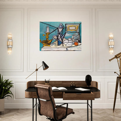 Still life with lamp - 1944 - Pablo Picasso Brushed Aluminum Print - 70x100 cm / 28x40 inches | Pablo Picasso Aluminum Print | Pablo Picasso Prints